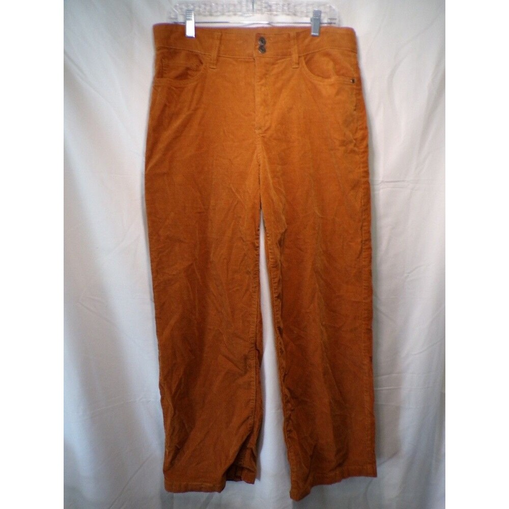St. John's Bay Women's Wide Leg Corduroy Pants Brown Size 12 Cotton Stretch